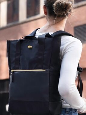 Solo New York Parker Hybrid Backpack Black Women’s Tote Bag with Gold Accent